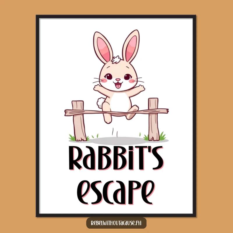 Funny Rabbit 'Over It' Poster - Determined Jumper Rabbit Wall Art Gift