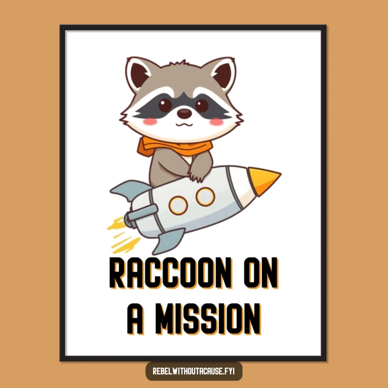 Funny Raccoon Rocket Poster: Blast Off Your Wall Decor