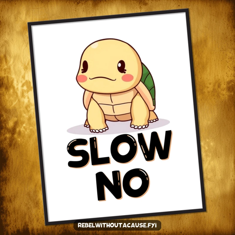 Funny Turtle Poster: A kawaii turtle shakes its head slowly in disapproval, creating a humorous and eye-catching piece of wall art.