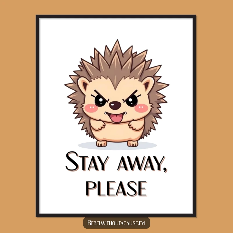 Funny Rebellious Hedgehog Poster: Defiant Art for Your Walls!