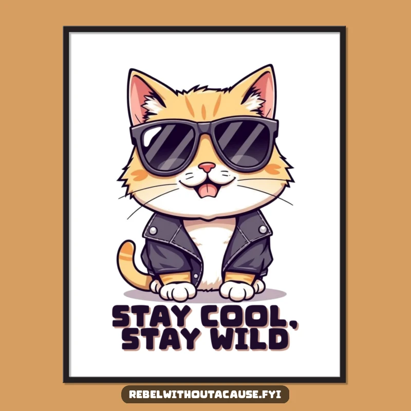 Funny Cool Cat Grin Poster: Add Edgy Humor to Your Walls!