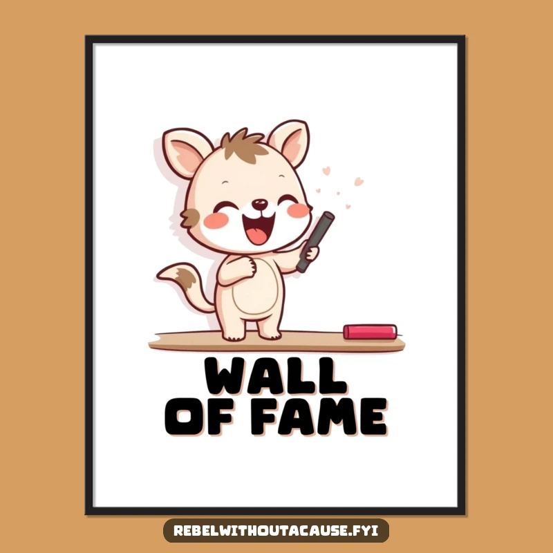 Funny Joyful Animal Chalk Wall Poster, Creative Wall Art Funny Gift