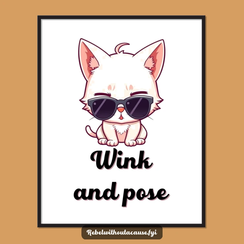 Funny Cat Wink Poster: Sassy Wall Art with a Cool Sunglasses Cat