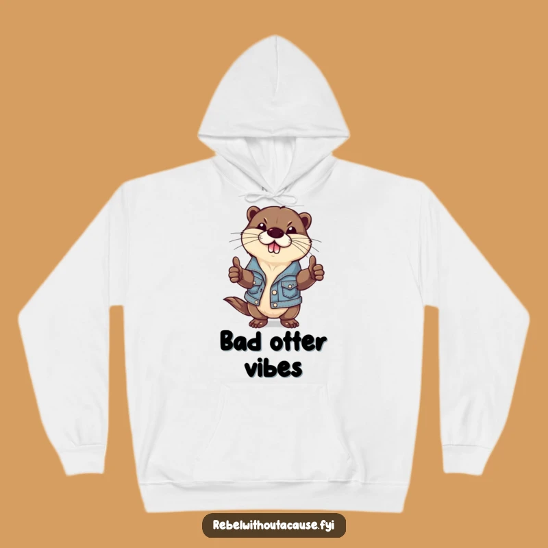Funny Otter Hoodie: Cozy Rebel Style with a Defiant Denim Otter