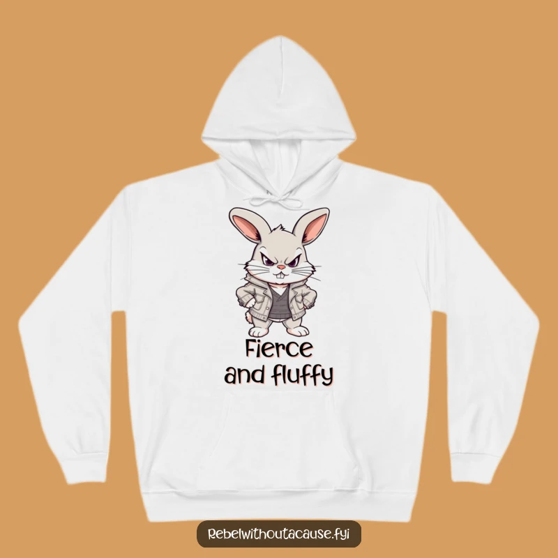 Funny Defiant Bunny Hoodie: Cozy Scowl & Ripped Jacket, Ultimate Funny Gift