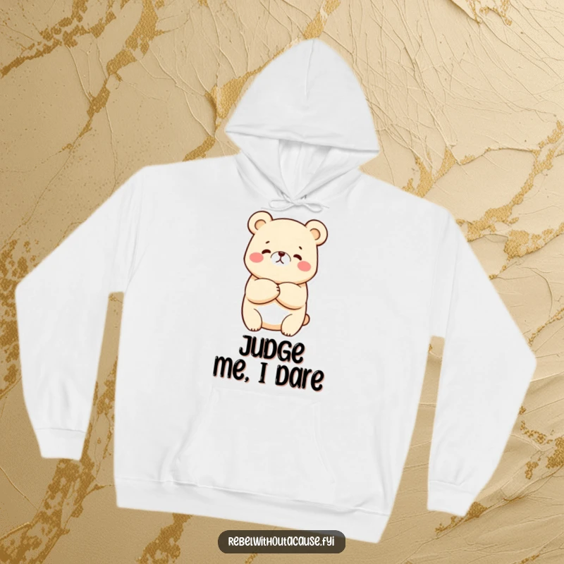 Funny Kawaii Bear Hoodie featuring a smug bear with arms crossed, radiating playful defiance and comfort.