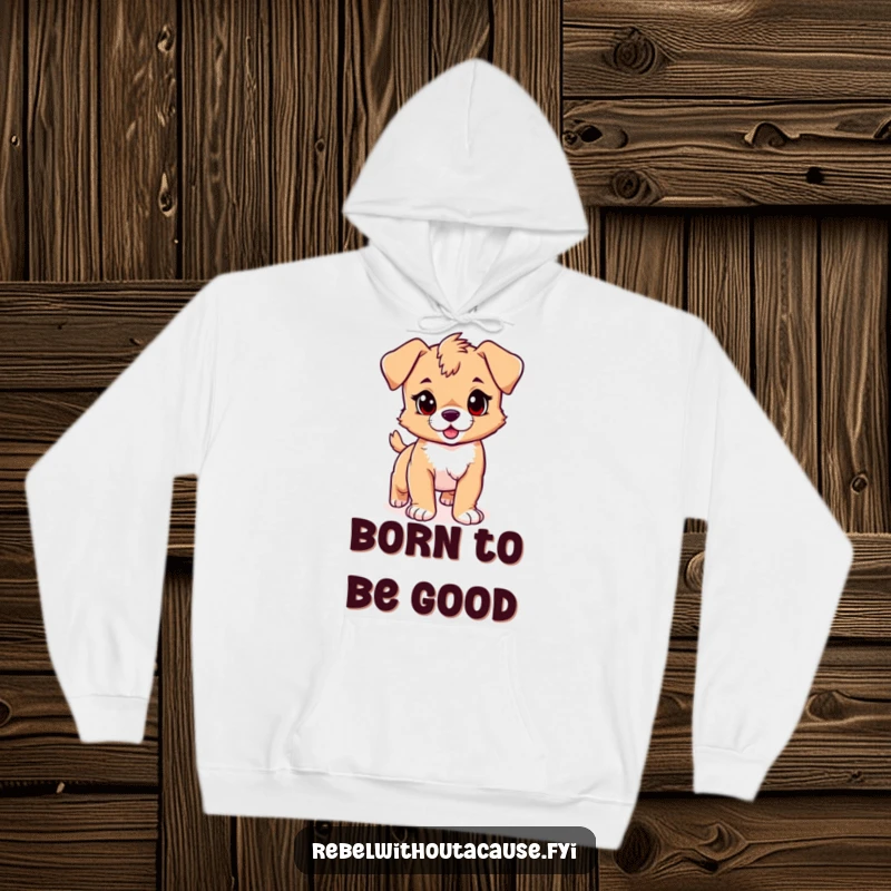 Funny puppy hoodie featuring a playful puppy with a confident stride and a rebellious streak, offering warmth and a message of joy, funny gift.