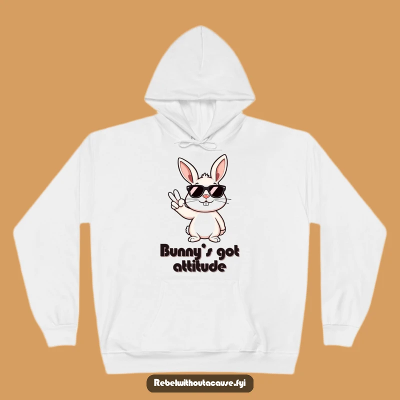 Funny Rebellious Bunny Peace Sign Hoodie: Cozy and Cool Funny Gift for All