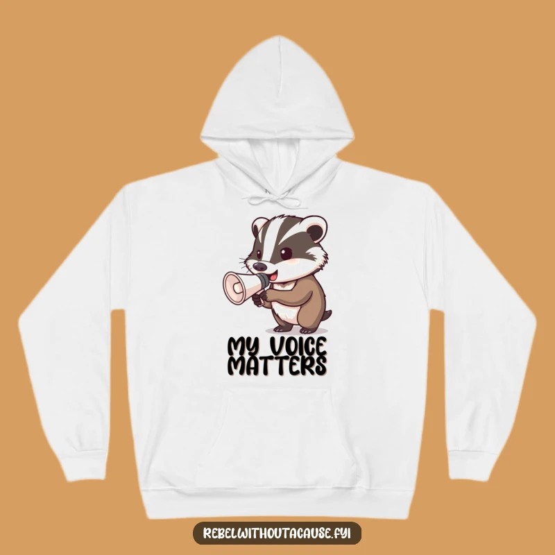 Funny Determined Badger Megaphone Hoodie: Stay Warm & Shout Loud!
