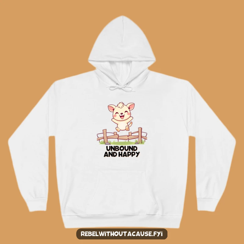 Funny Cheerful Animal Jumping Fence Hoodie, Cozy Optimism Funny Gift