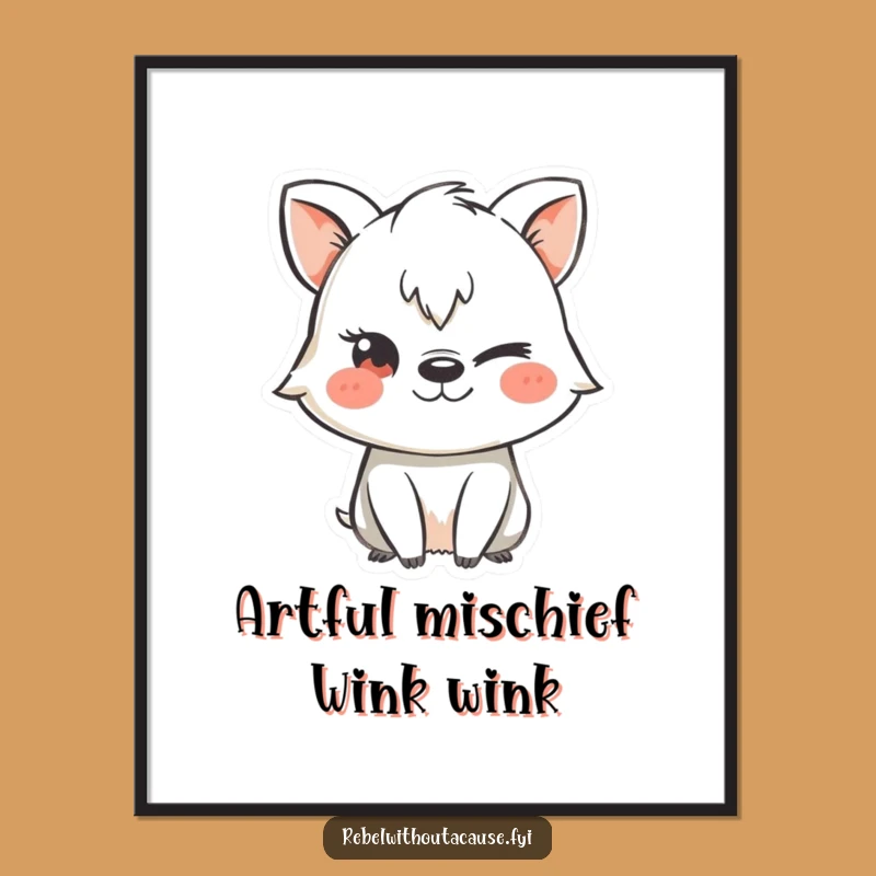 Funny Free Printable Wall Art: Mischievous Animal Stencil Wink Downloadable Decor