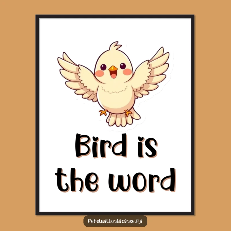 Free Printable Wall Art: Happy Bird Soaring, Uplifting Decor, Downloadable Art Gift