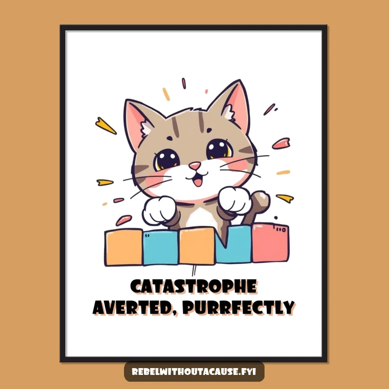 Free Printable Wall Art: Bold Cat Barrier Smash, Energetic Downloadable Art