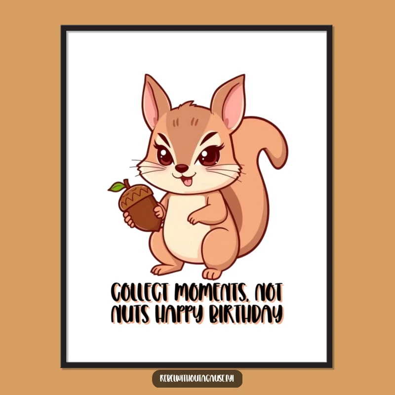 Funny Free Printable Squirrel Art: Defiant Acorn, Downloadable Wall Decor for a Spunky Vibe