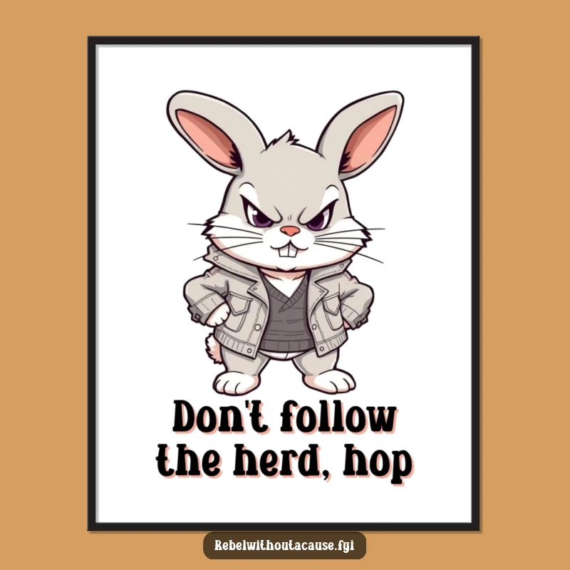Free Printable Wall Art: Defiant Bunny, Humorous Downloadable Art for Your Home