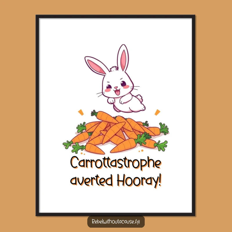 Free Printable Funny Wall Art: Bold Bunny Carrot Leap Downloadable Decor