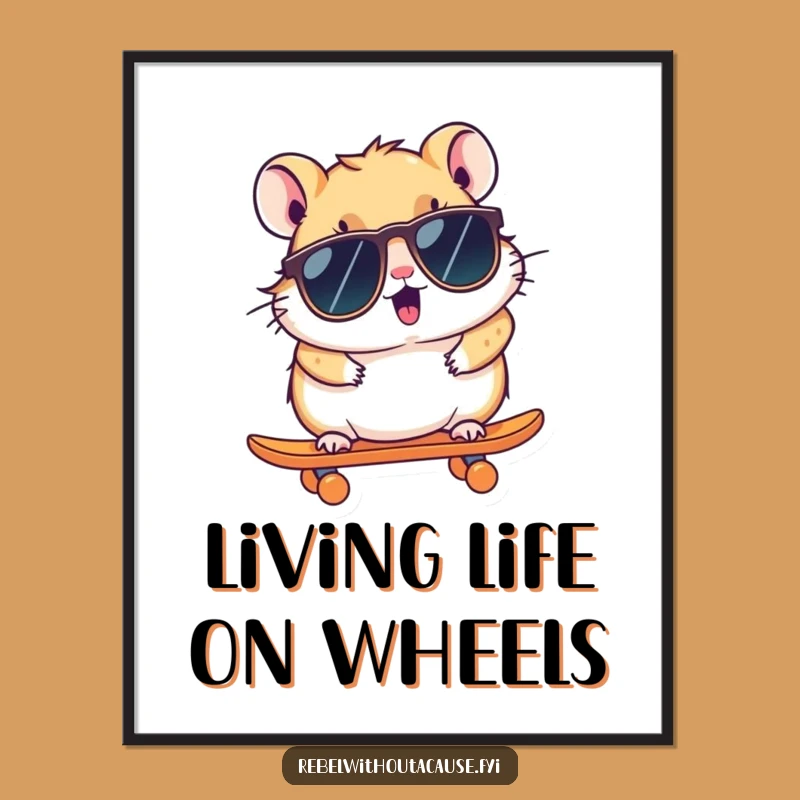 Free Printable Hamster Skater Art: Funny Downloadable Decor for Your Pad!