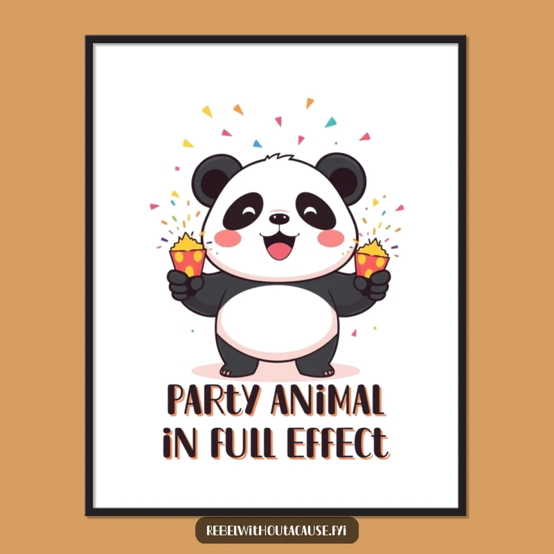 Free Printable Panda Art: Hilarious Juggling Confetti Popper Downloadable Wall Decor
