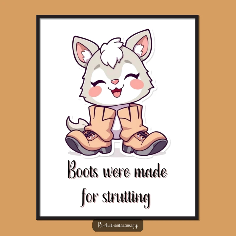 Free Printable Wall Art: Proud Animal in Boots, Quirky Decor for Your Space