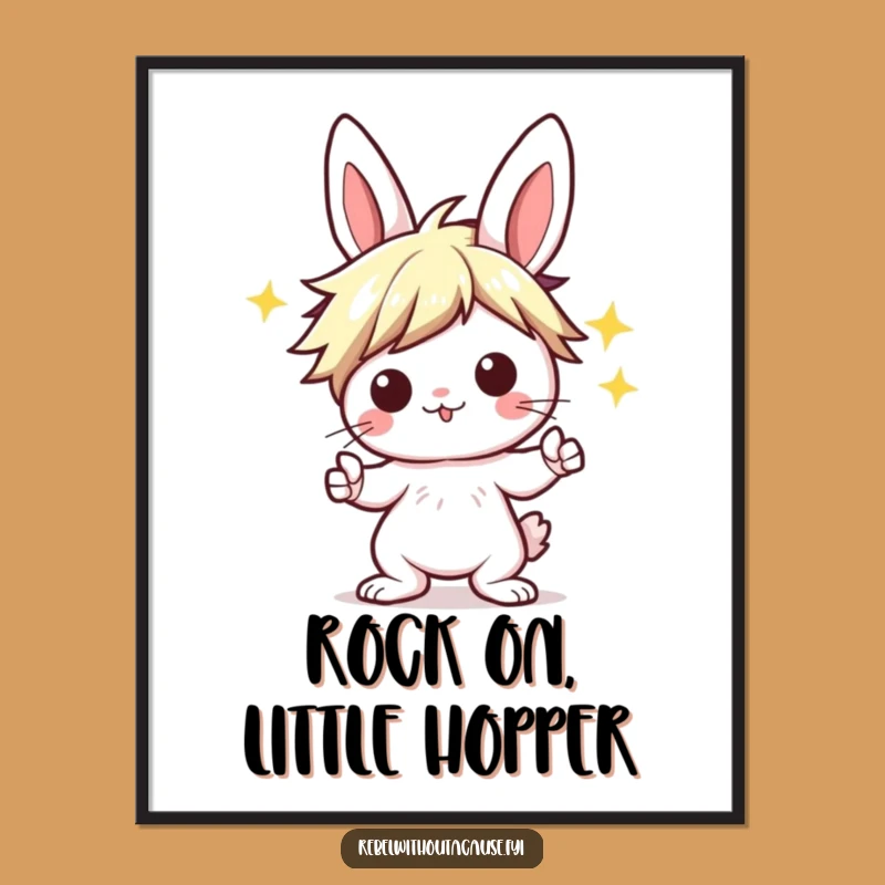 Free Printable Wall Art: Punk Bunny Rock On, Edgy Downloadable Decor for Music Lovers