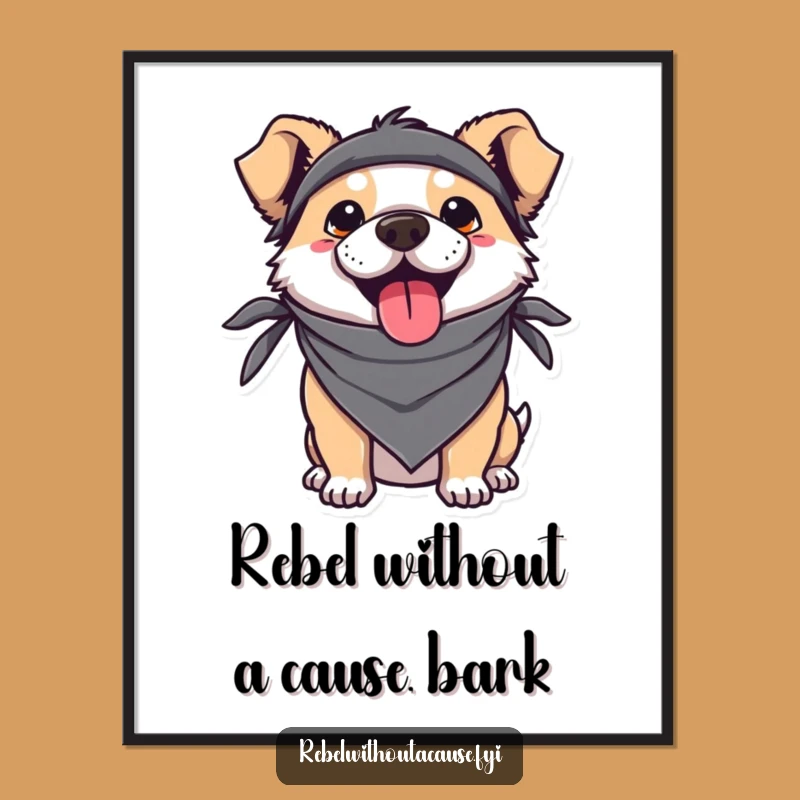 Free Printable Wall Art: Rebel Dog Tongue Out, Humorous Downloadable Decor for Dog Lovers