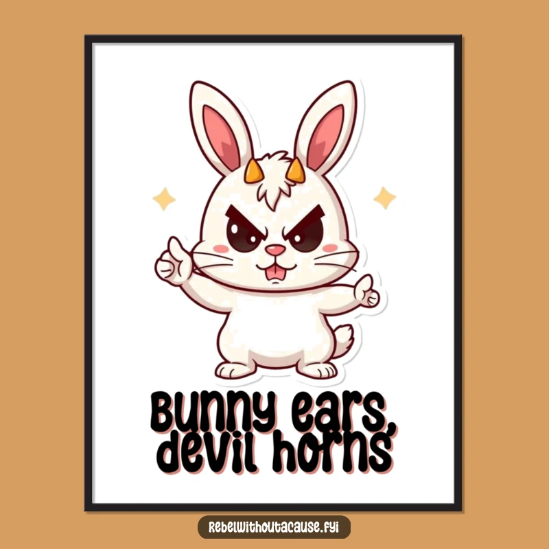 Free Printable Wall Art: Rebellious Bunny, Funny Downloadable Decor for a Quirky Space
