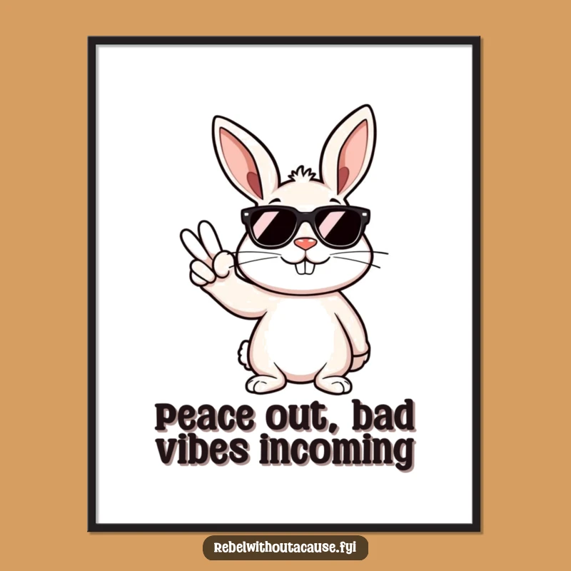 Free Printable Wall Art: Rebellious Bunny Peace Sign Downloadable Art for Cool Spaces