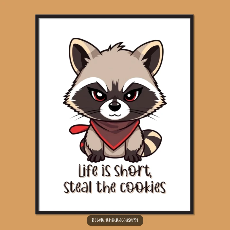 Funny Free Printable Raccoon Art: Bandana Bandit, Downloadable Wall Decor for a Sly Vibe