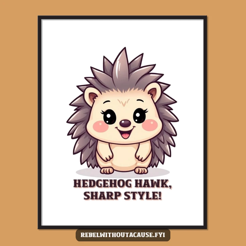 Funny Free Printable Wall Art: Punk Hedgehog Mohawk - Edgy Downloadable Decor!