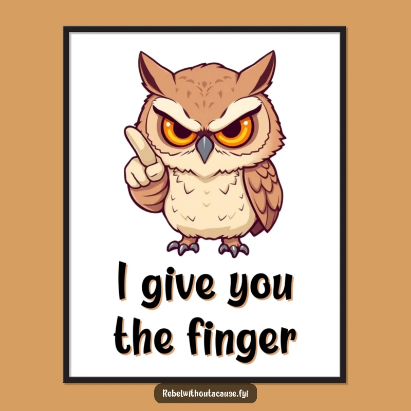 Free Printable Owl Wall Art: Fierce & Funny Accusatory Gaze Poster