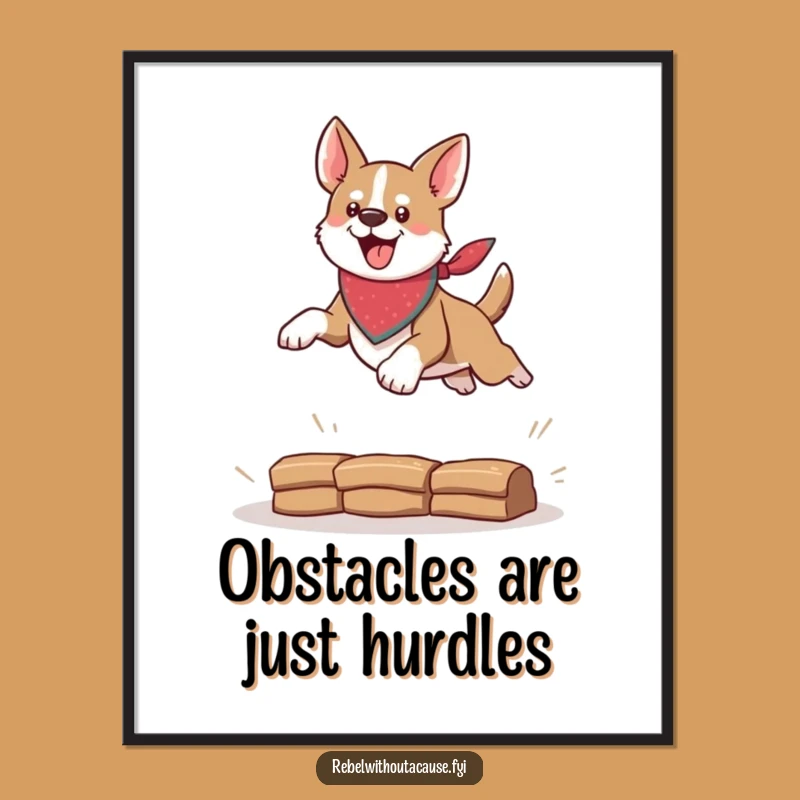Free Printable Dog Wall Art: Daring Leap Poster for Adventure Lovers
