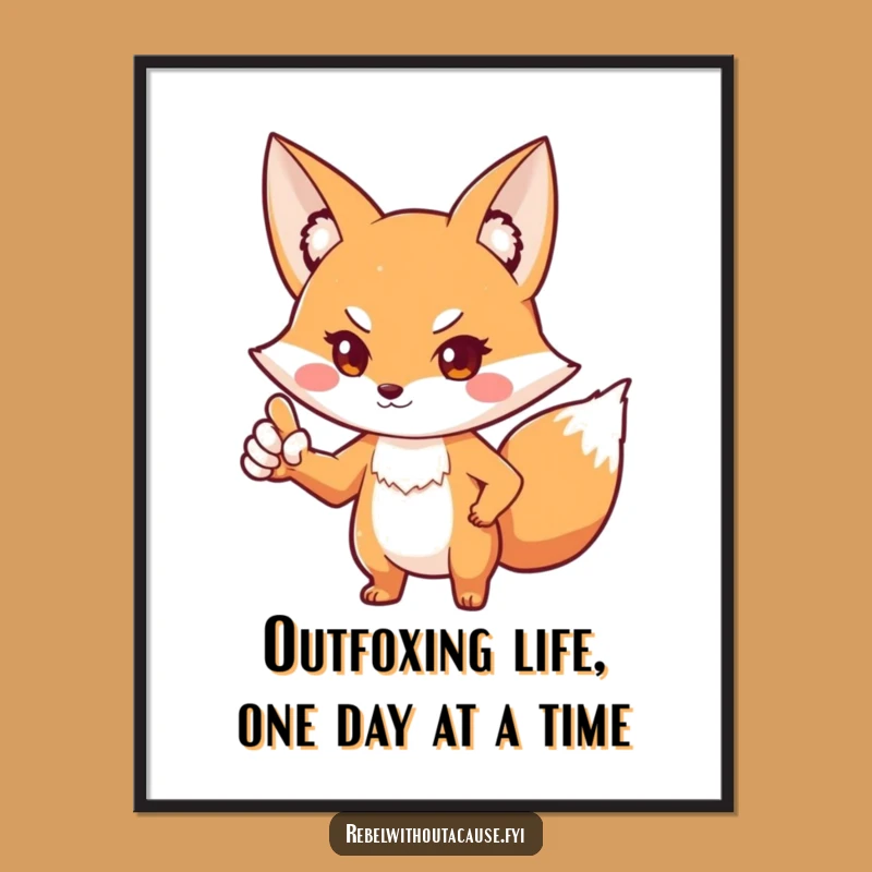 Free Printable Wall Art: Defiant Fox, Bold Stance, Funny Downloadable Decor