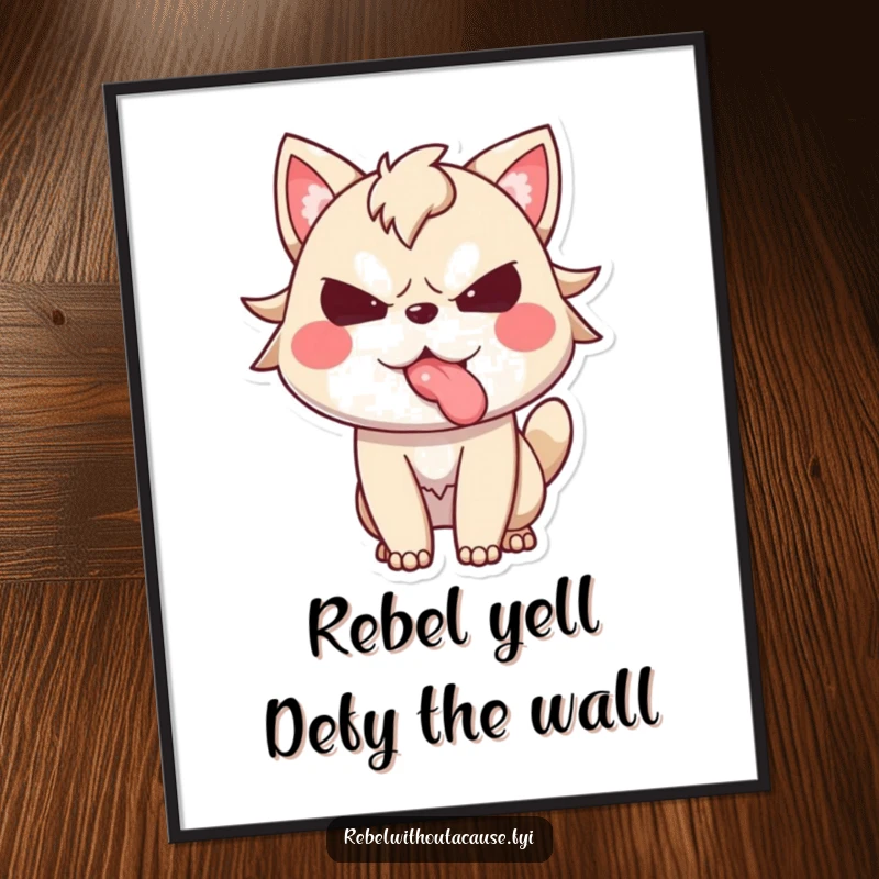 Funny Free Printable Wall Art of a spirited animal character sticking its tongue out defiantly, creating a humorous statement piece.