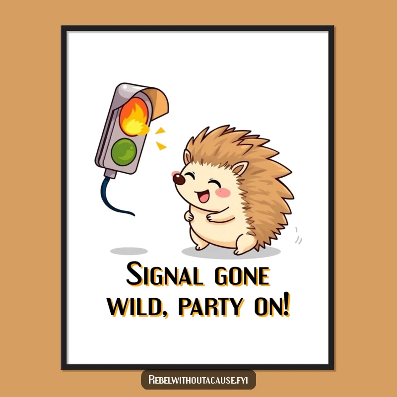 Free Printable Wall Art: Giggling Hedgehog & Broken Light - Funny Downloadable Decor