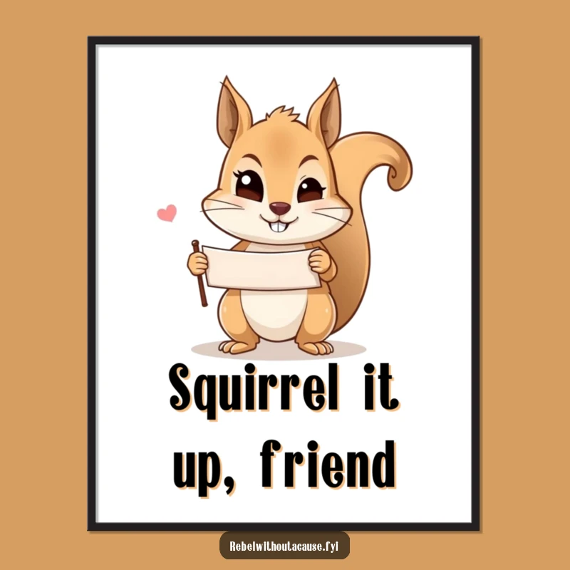 Funny Free Printable Squirrel Wall Art: Winking Bandit Downloadable Decor, Quirky Gift