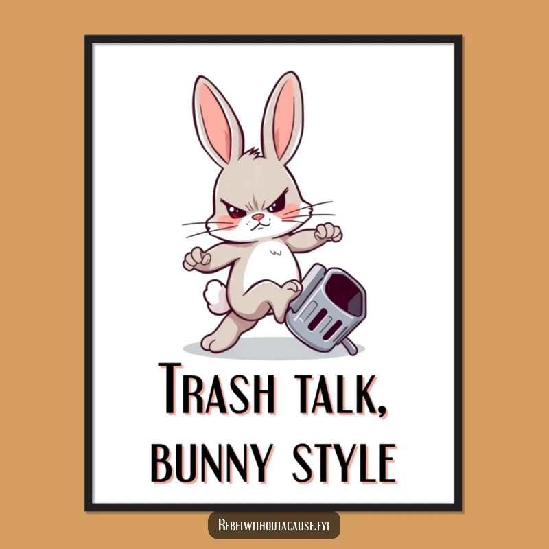 Free Printable Wall Art: Rebellious Bunny causing mischief. Hilarious downloadable art for your home!