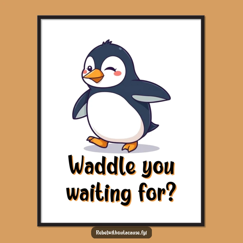 Free Printable Sassy Penguin Wall Art - Strutting Bird Downloadable Decor