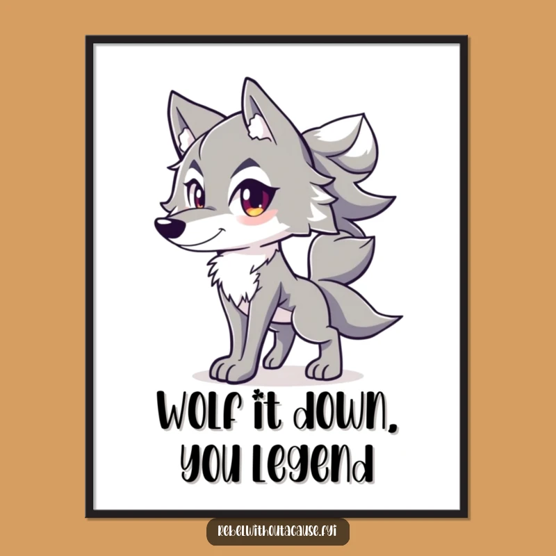 Funny Free Printable Wall Art: Spirited Wolf Confident Tail High Decor
