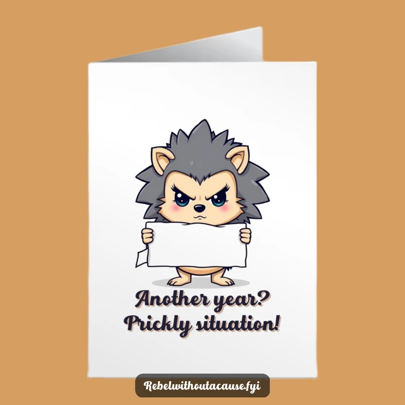 Free Printable Birthday Card: Stern Hedgehog, Serious Message, Funny Downloadable Gift