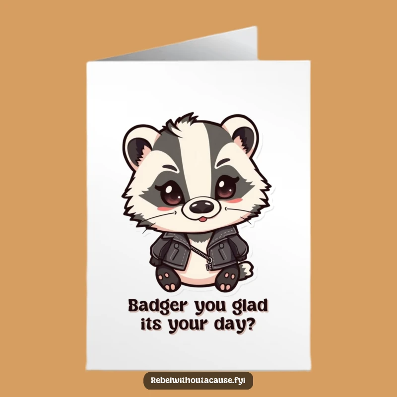 Free Printable Birthday Card: Cool Badger, Slick Hair, Funny Downloadable Gift for Him