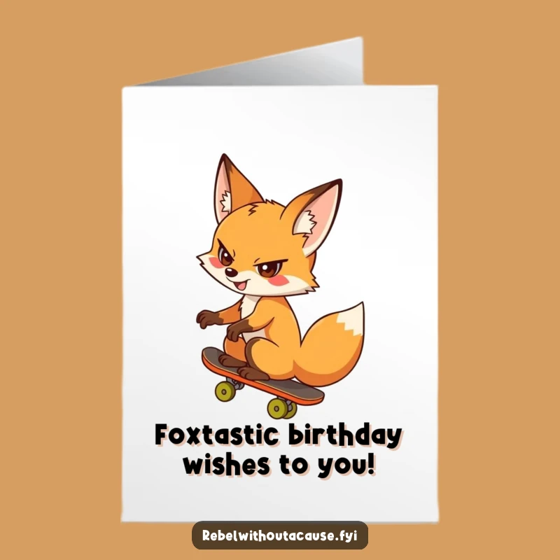 Free Printable Fox Birthday Card: Rad Ride Congrats, Funny Downloadable Skater Gift