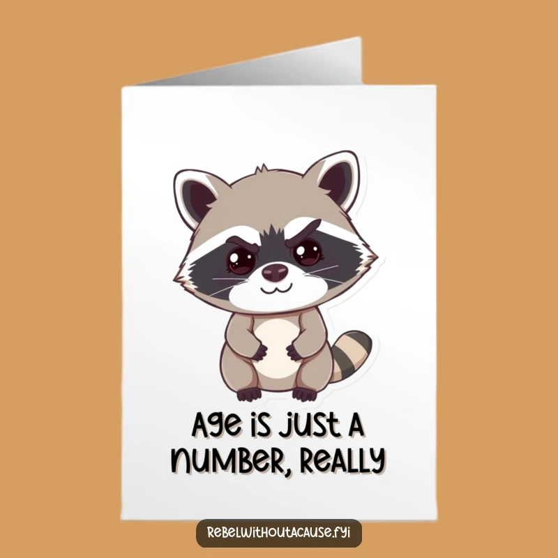 Free Printable Birthday Card: Cheeky Raccoon Raised Eyebrow Funny Downloadable Gift