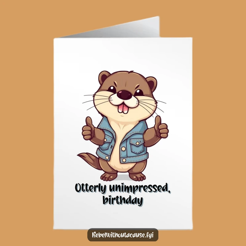 Free Printable Birthday Card: Defiant Otter's Thumbs-Down Funny Gift