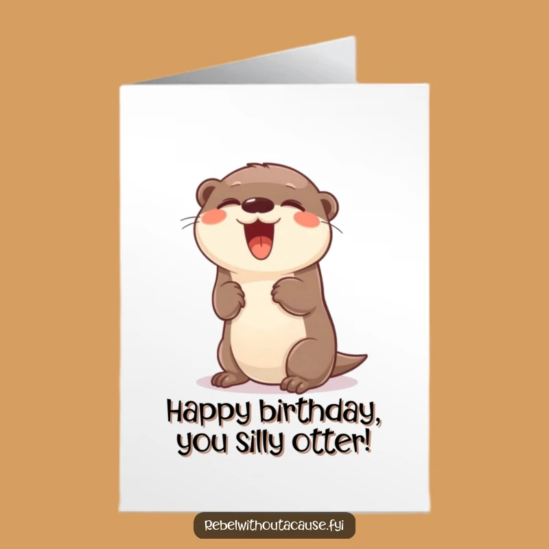Free Printable Giggling Otter Birthday Card - Playful Flipping Animal Downloadable Gift