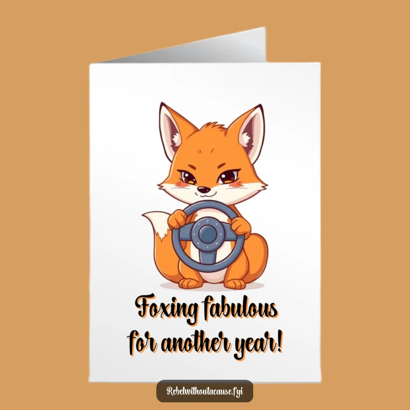 Funny Free Printable Birthday Card: Sly Fox & Stolen Wheel - Hilarious Downloadable Gift!