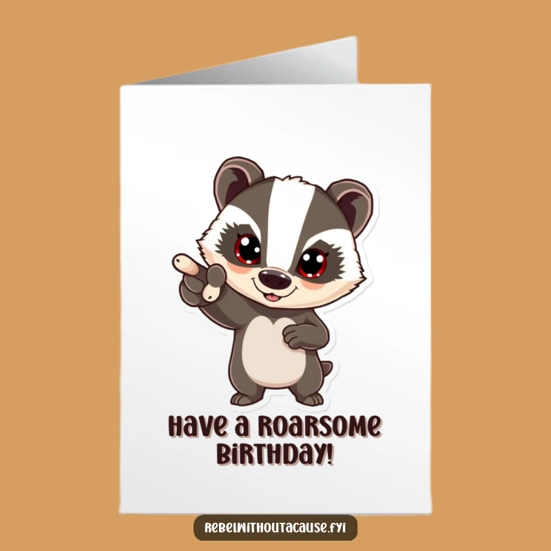 Free Printable Birthday Card: Bold Badger Leading the Birthday Charge!