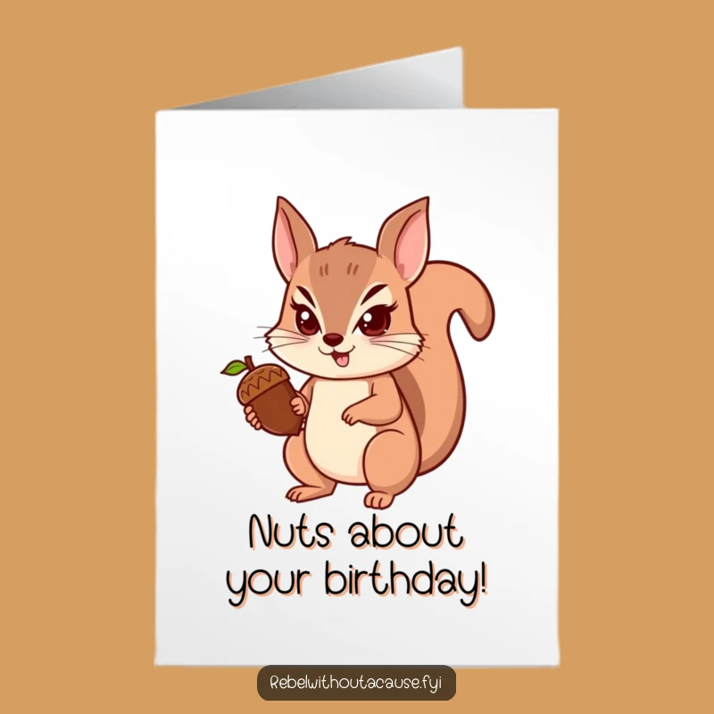 Free Printable Squirrel Birthday Card: Acorn Goal! Funny Downloadable Gift for Determined Celebrators