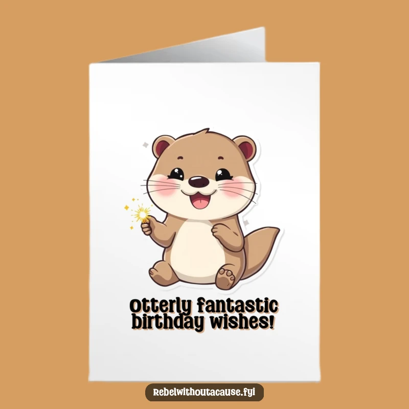 Free Printable Birthday Card: Cool Otter, Sparkler, Funny Downloadable Gift