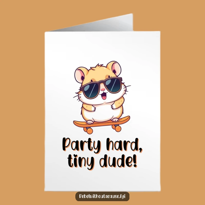 Free Printable Hamster Skater Birthday Card: Funny Downloadable Gift for Speedsters!