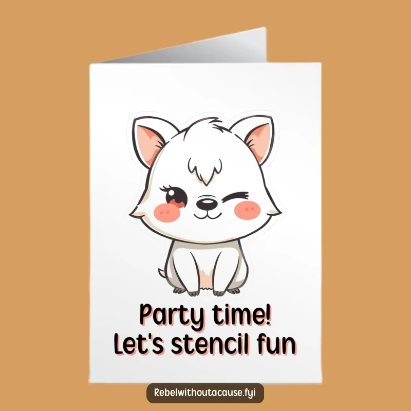 Free Printable Birthday Card: Mischievous Animal Stencil Wink Funny Downloadable Gift